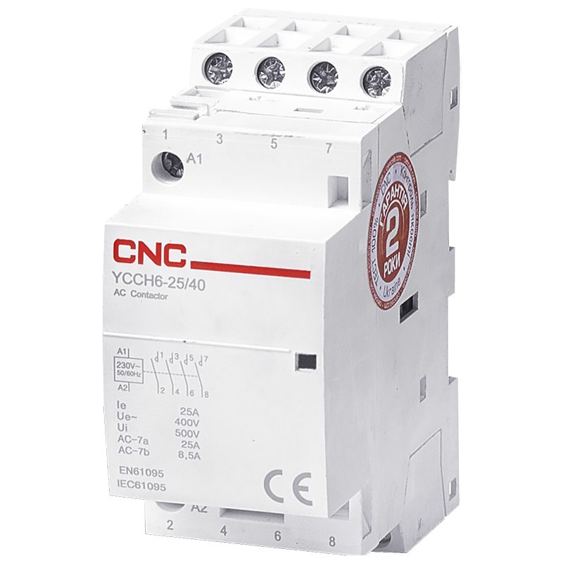 Контактор модульний 4P 25A 2NO+2NC 220V [Б00043063] YCCH6 CNC, фото 1