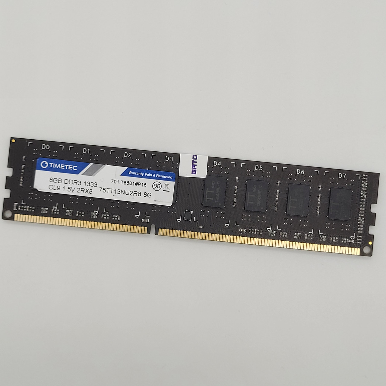 Оперативна пам'ять Timetec DDR3 8Gb 1333MHz PC3-10600U 2Rx8 CL9 1.5V (75TT13NU2R8-8G) Б/В