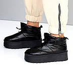 Чорні дутики зимові на хутрі короткі з куліскою на товстій підошві Viki