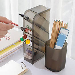 Настільний органайзер для канцелярії ручок та маркерів олівців чорний - оригінал