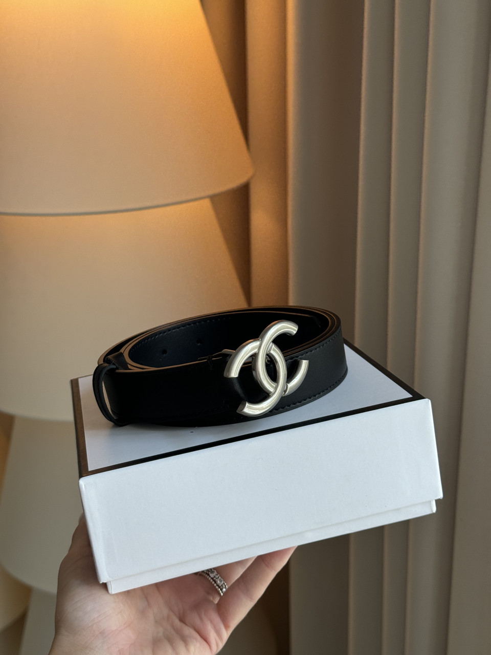 Шкіряний жіночий чорний ремінь Chanel, фото 1