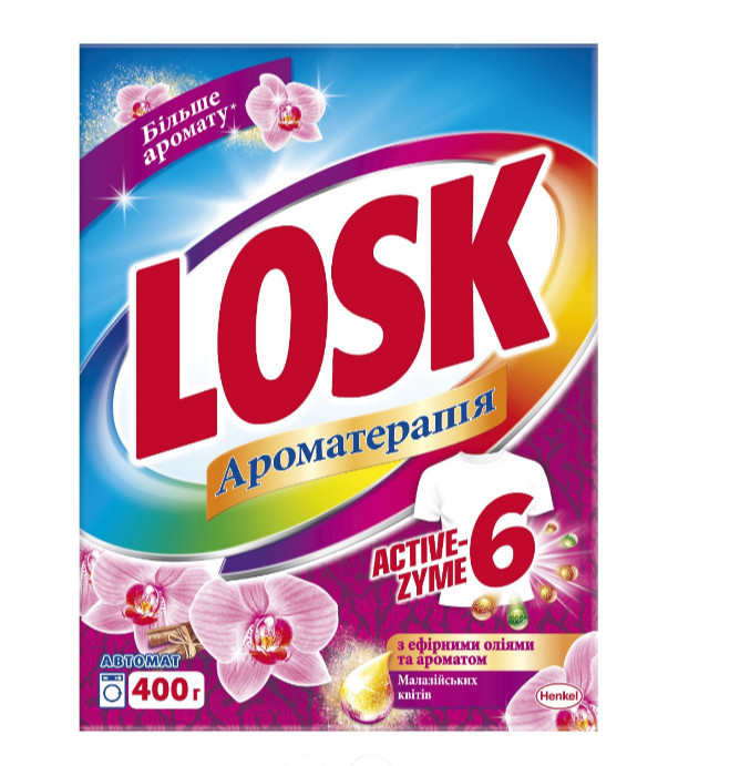 Порошок пральний Losk Ароматерапія малайзійських квітів автомат 400г (9000101519587)