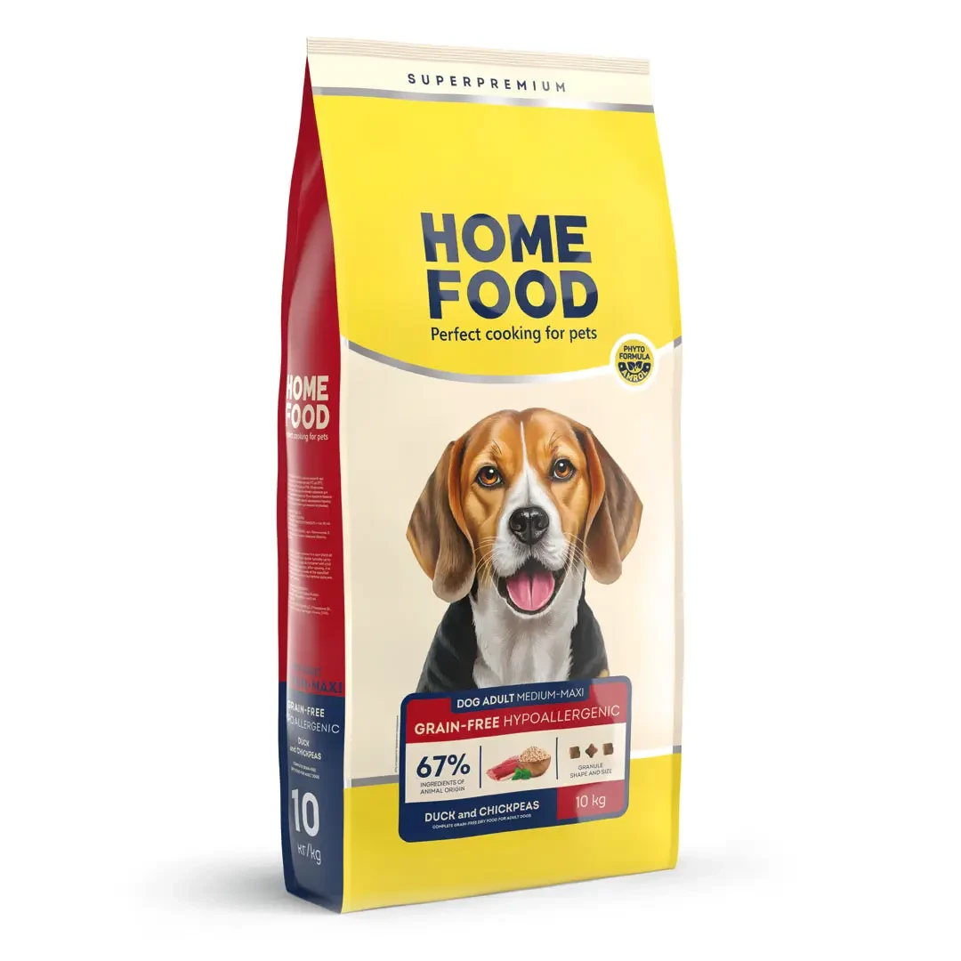 Home Food Беззерновий з качкою та нутом для дорослих собак середніх та великих порід, фото 1