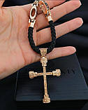 Шовковий шнурок із золотими вставками з хрестиком, фото 4