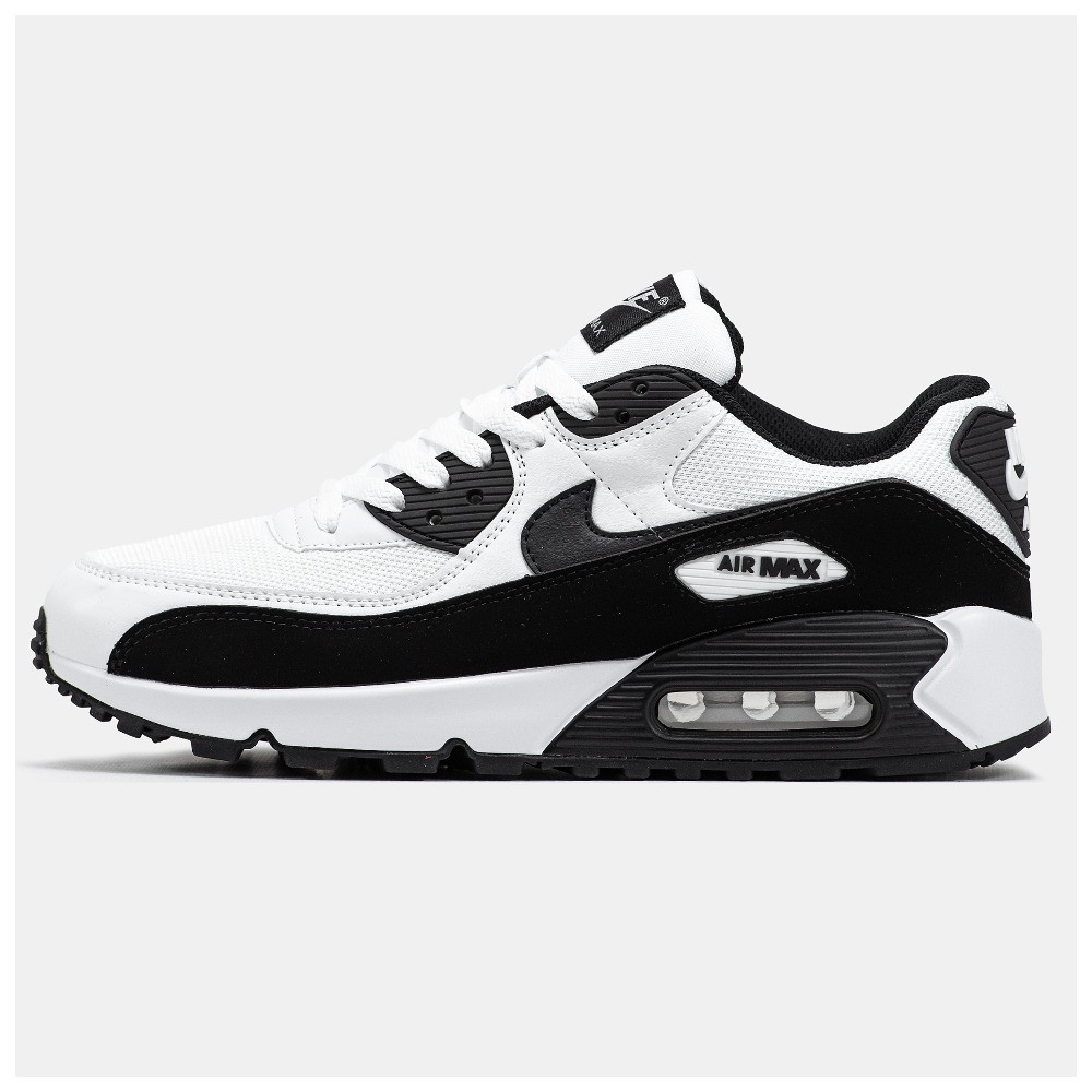 Чоловічі кросівки Nike Air Max 90 White Black, чорно-білі шкіряні кросівки найк аір макс 90