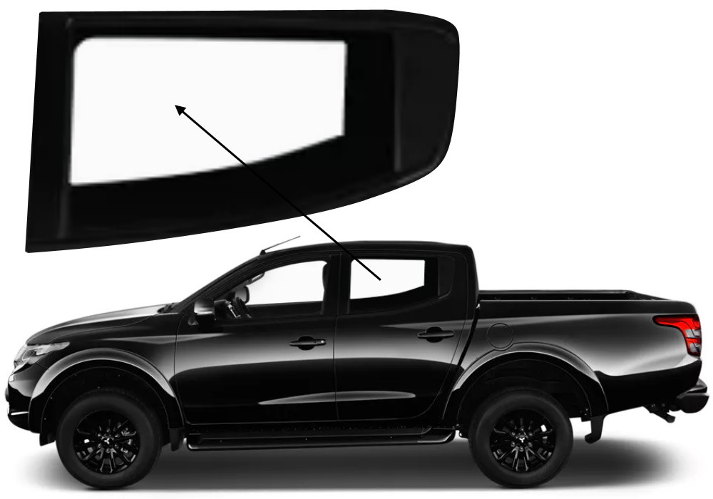 Бічне скло Mitsubishi L200 2015-2024 задніх дверей ліве, фото 1