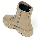 Черевики бежеві жіночі із замком збоку шкіряні на вовні Zlett 2736 Х шкіра латте розмір 36, фото 5
