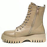 Черевики бежеві жіночі із замком збоку шкіряні на вовні Zlett 2736 Х шкіра латте розмір 36, фото 2