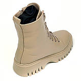 Черевики бежеві жіночі із замком збоку шкіряні на вовні Zlett 2736 Х шкіра латте розмір 36, фото 7