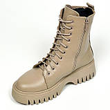 Черевики бежеві жіночі із замком збоку шкіряні на вовні Zlett 2736 Х шкіра латте розмір 36, фото 8