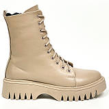 Черевики бежеві жіночі із замком збоку шкіряні на вовні Zlett 2736 Х шкіра латте розмір 36, фото 4