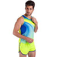 Форма для легкой атлетики мужская майка и шорты LIDONG LD-5805 размер XL цвет лимонный-синий