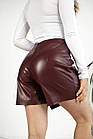 Жіноча шкіряна спідниця-шорти чорна з екошкіри, фото 6