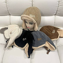 Жіноча шапка-вушанка тедді