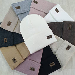 Молодіжна шапка шерсть акрил UGG у бежевому кольорі
