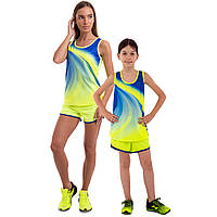 Форма для легкой атлетики женская майка и шорты LIDONG LD-5806 размер S цвет лимонный-синий