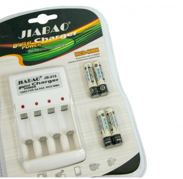 Зарядное устройство с аккумуляторами ААА Jiabao Digital Charger JB-212 (мини-пальчик), фото 1