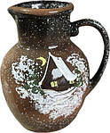 Глиняний кувшин 2 л Зима з малюнком ручної роботи