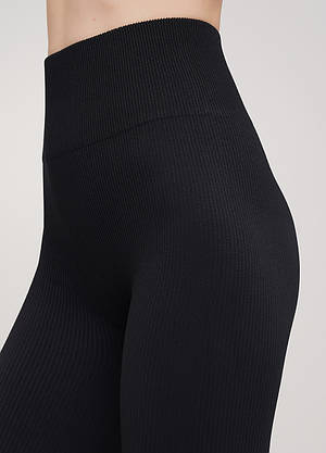 Легінси в рубчик з моделюючим швом ззаду LEGGINGS RIB (S/M, чорний) GIULIA, фото 6