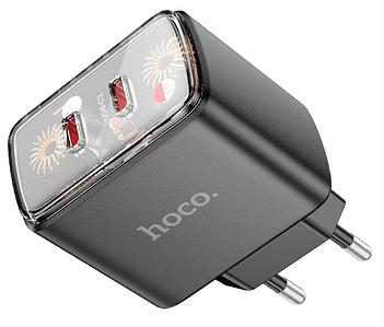Мережевий зарядний пристрій Hoco CS43A (2xType-C) 45W max / швидка зарядка PD45W / PPS / QC3.0 / FCP / AFC