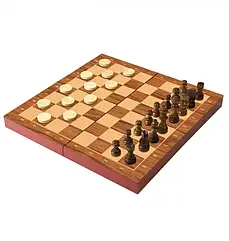 Набір дерев'яних шахів та шашок 2 в 1 Ambassador