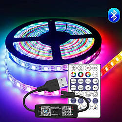 Світлодіодна стрічка 5 м LED WS2812 з USB Bluetooth контролером та пультом |RGB, 90Led, 5V| 44143