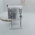 Серьги с английским замком и белыми фианитами Палочки, фото 2