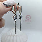 Серьги с английским замком и белыми фианитами Палочки, фото 3
