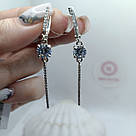 Серьги с английским замком и белыми фианитами Палочки, фото 4