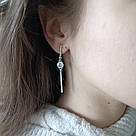 Серьги с английским замком и белыми фианитами Палочки, фото 7