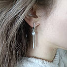 Серьги с английским замком и белыми фианитами Палочки, фото 8