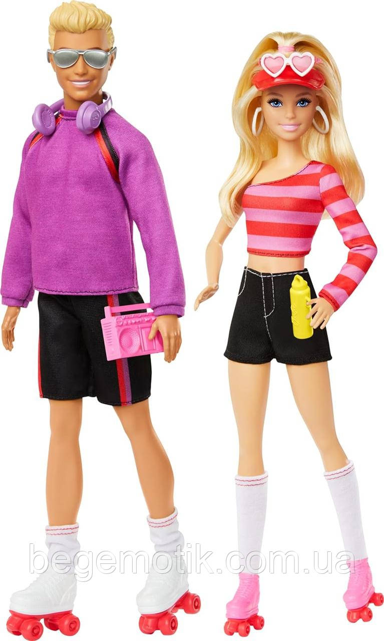 Набір ляльок Барбі та Кен На роликах удвох Barbie & Ken Fashionistas Set with 2 Fashion Dolls HXK90