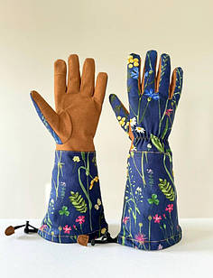 Рукавиці садові FLORAL HC з довгим манжетом, бавовна, шкіра та полієстер, розмір M/9