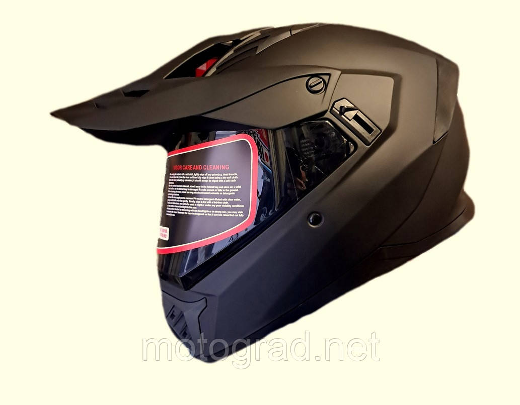 Мото шлем ORZ Pit Bike Black Эндуро c затемненным визиром и очками