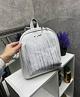 Жіночий рюкзак міський стильний сумка-рюкзак пітон білий екошкіра