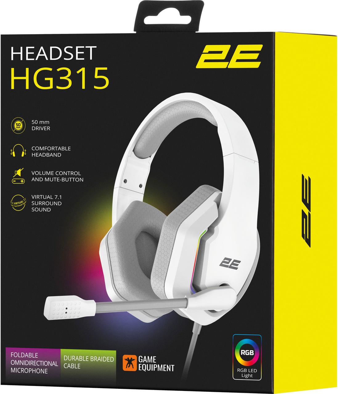 Гарнітура 2E Gaming HG315 RGB USB 7.1 White (2E-HG315WT-7.1) Білий DS