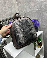 Жіночий рюкзак міський стильний сумка-рюкзак пітон моко екошкіра