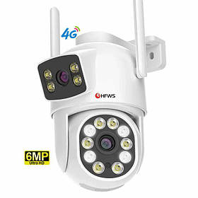Вулична охоронна поворотна 4G камера спостереження HFWVISION HF-WSWV12-60A-4G 6MP з 2 об'єктивами