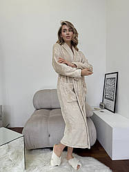 Халат МАХРОВИЙ ВЕЛСОФТ жіночий довгий S-3XL КАПУЧИНО VEL021R1
