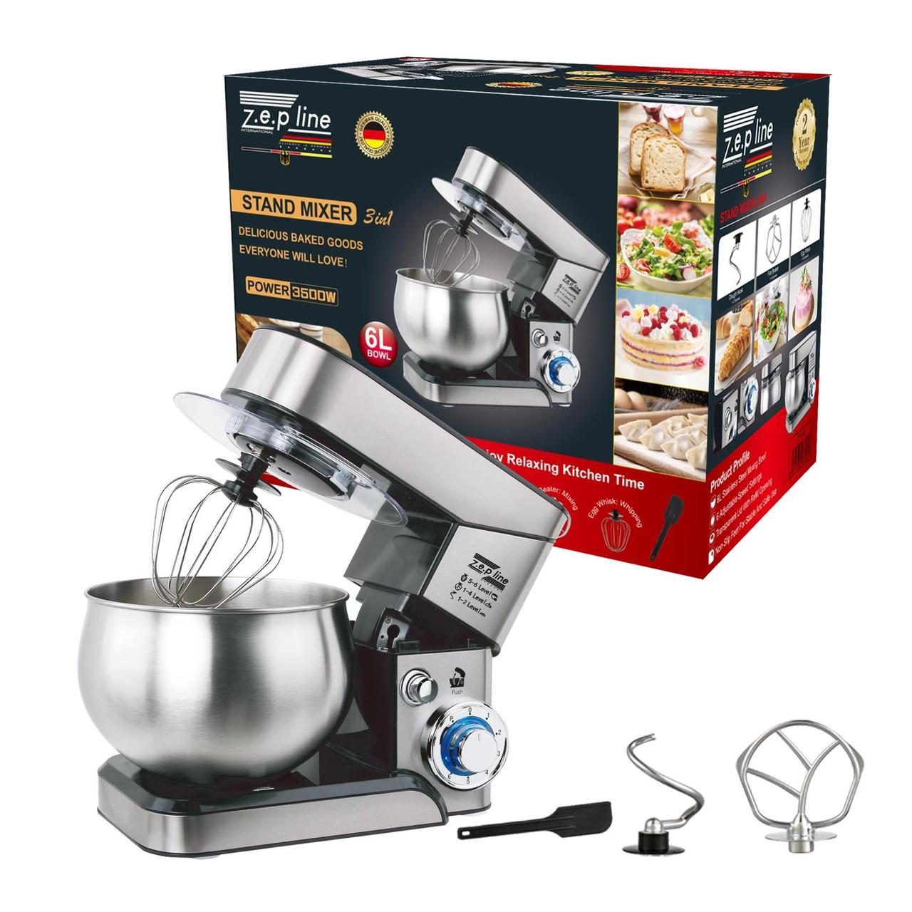 Миксер-тестомес 3500 Вт 3в1 Zepline с металлической чашей 6л (ID ...