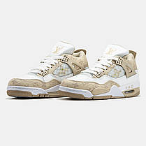 Кросівки Nike Air Jordan Retro 4 x Louis Vuitton Beige / Найк Аїр Джордан Ретро 4 Луї Віттон Бежеві з Білим, фото 5