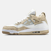 Кросівки Nike Air Jordan Retro 4 x Louis Vuitton Beige / Найк Аїр Джордан Ретро 4 Луї Віттон Бежеві з Білим, фото 4