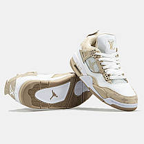Кросівки Nike Air Jordan Retro 4 x Louis Vuitton Beige / Найк Аїр Джордан Ретро 4 Луї Віттон Бежеві з Білим, фото 6