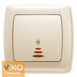 Вимикач прохідний з підсвіткою Крем Viko Carmen, 90562063
