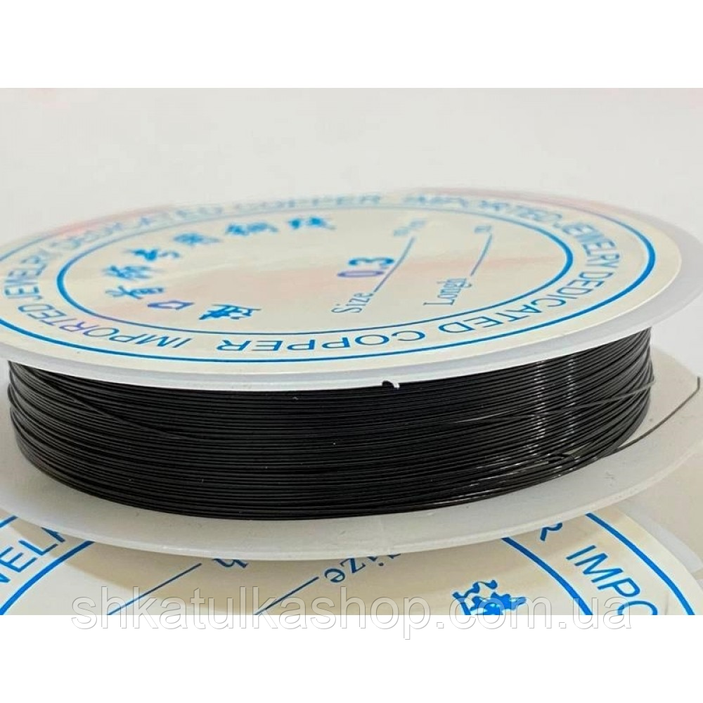 Дріт 0,3мм, 9м, колір чорний, фото 1