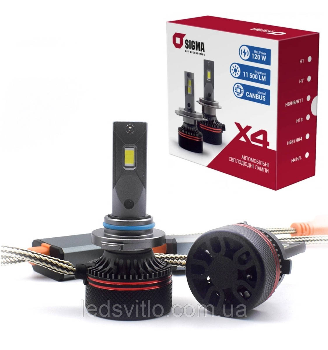 LED лампи автомобільні SIGMA HB3 9005 12V (9-16V) 120W 11500Lm 6000K CANBUS (комплект 2шт)