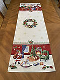 Доріжка на стіл Новорічна, 45x140 см., гобелен з золотим люрексом, фото 2