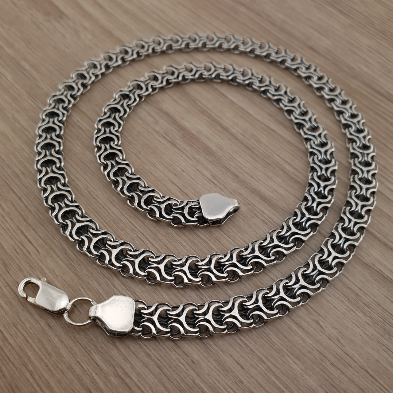 Срібна цепочка чоловіча рамзес. Чоловічий срібний ланцюжок широкий Фараон. Ширина 7,5 мм / 60 см, фото 1