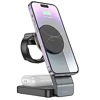 Безпровідна зарядна станція Hoco CQ3 Motorcycle 3в1 15W Black