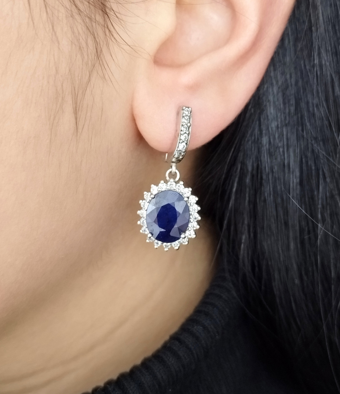 Сережки срібні із сапфіром Т-1111, фото 1